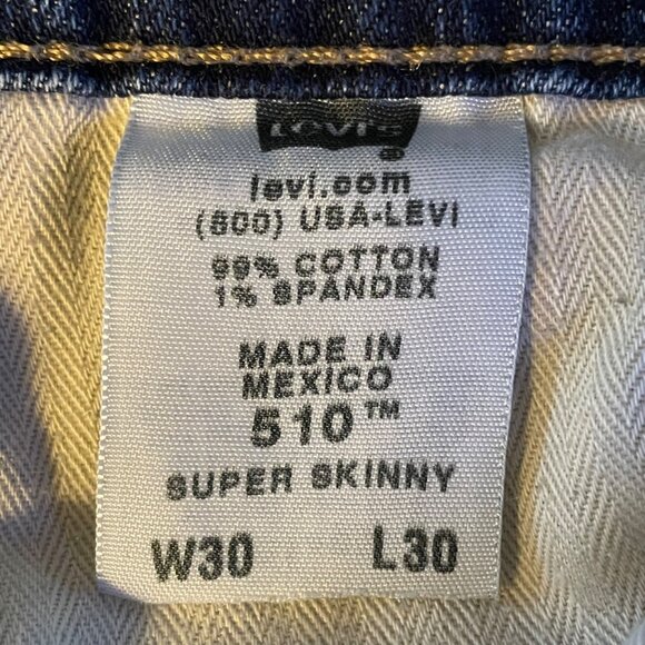 Levis 510 Womens Super Skinny Denim Blue Jeans  30 x 30 u - Picture 3 of 9